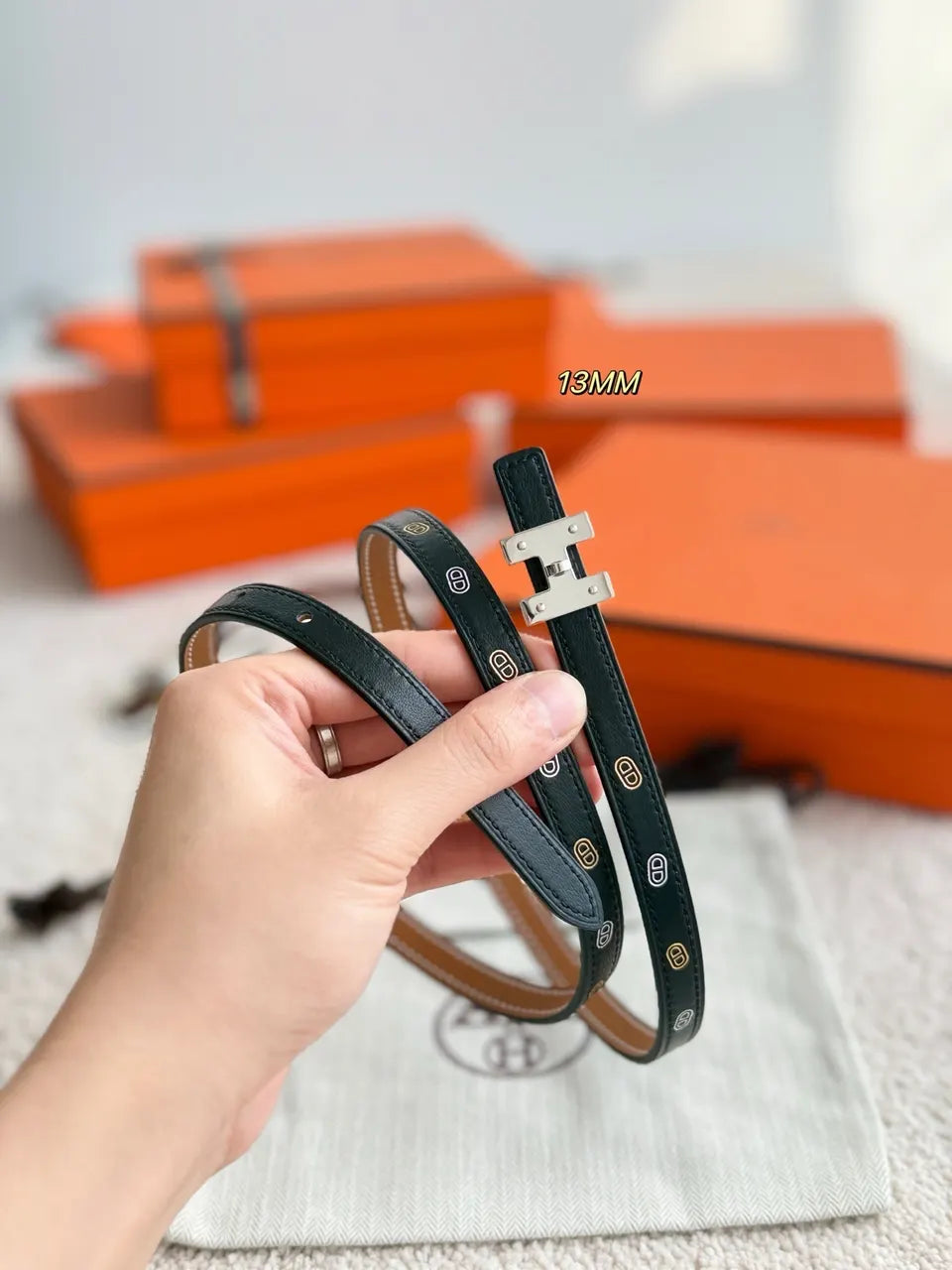 Hermes Silver Ruban Buckle Belt - Hình 3