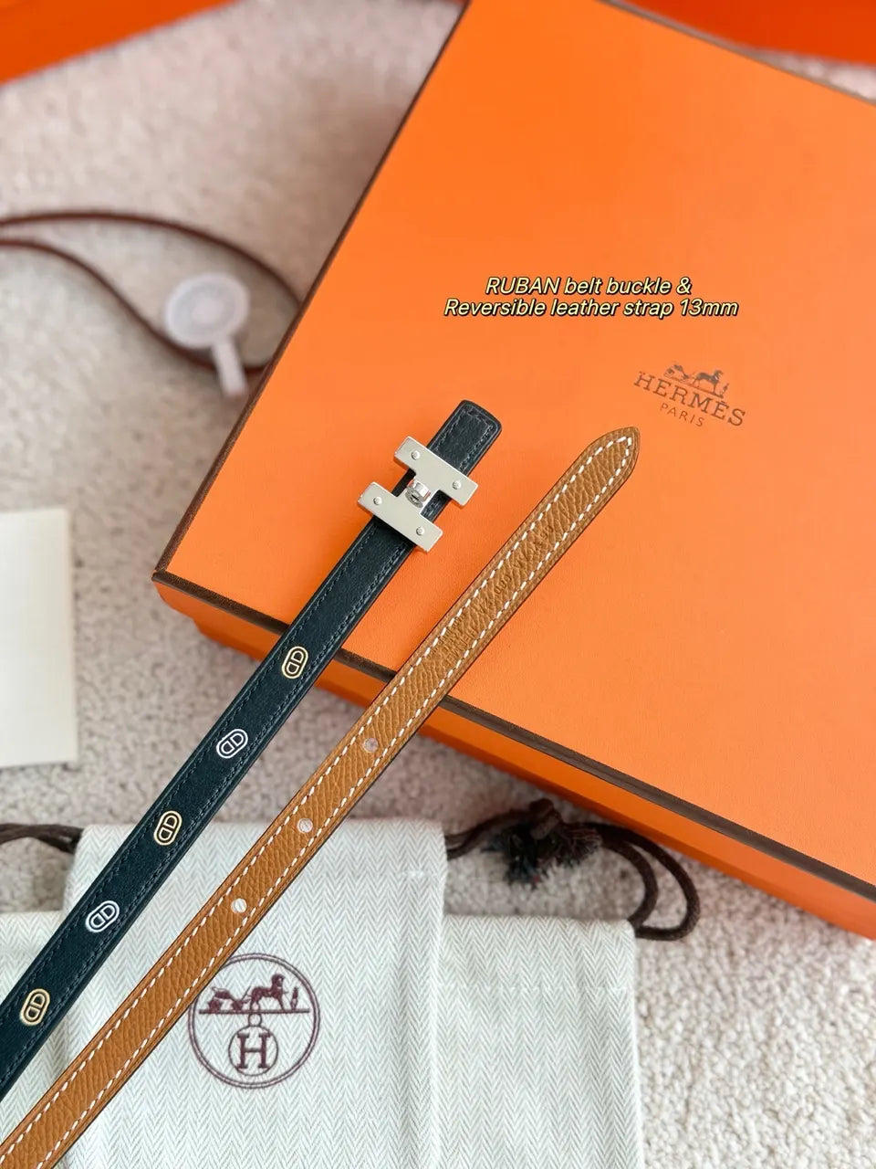 Hermes Silver Ruban Buckle Belt - Hình 4