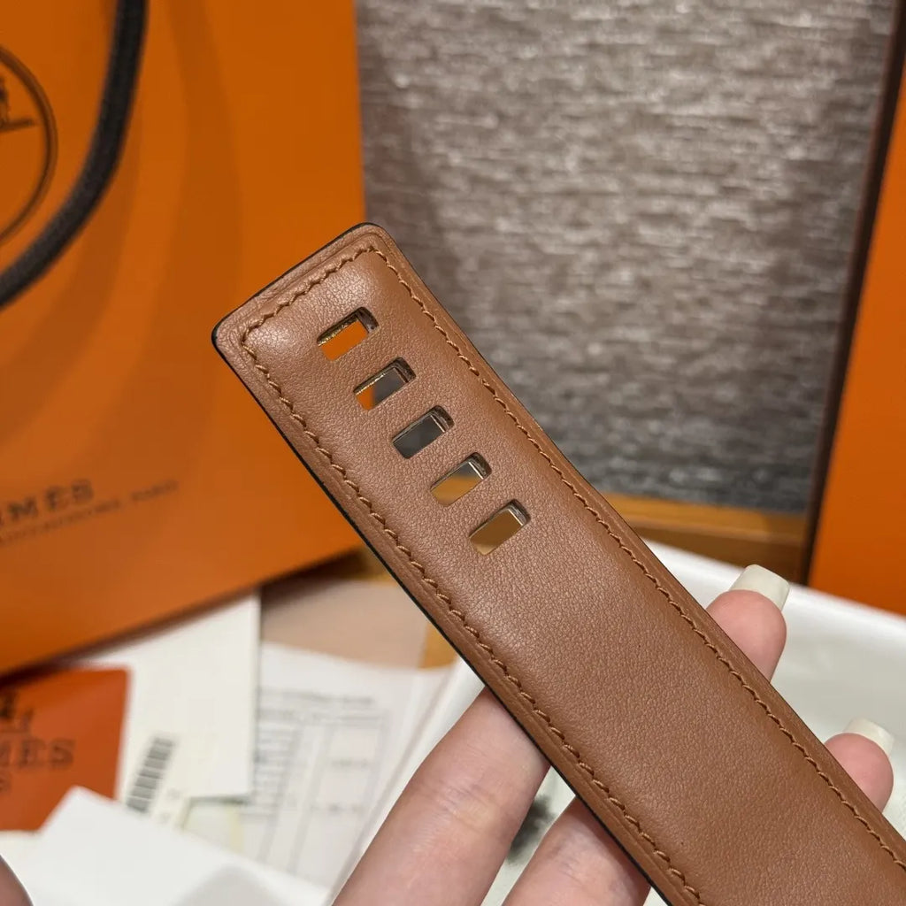 Hermes Rose Azalee Leather Belt - Hình 8