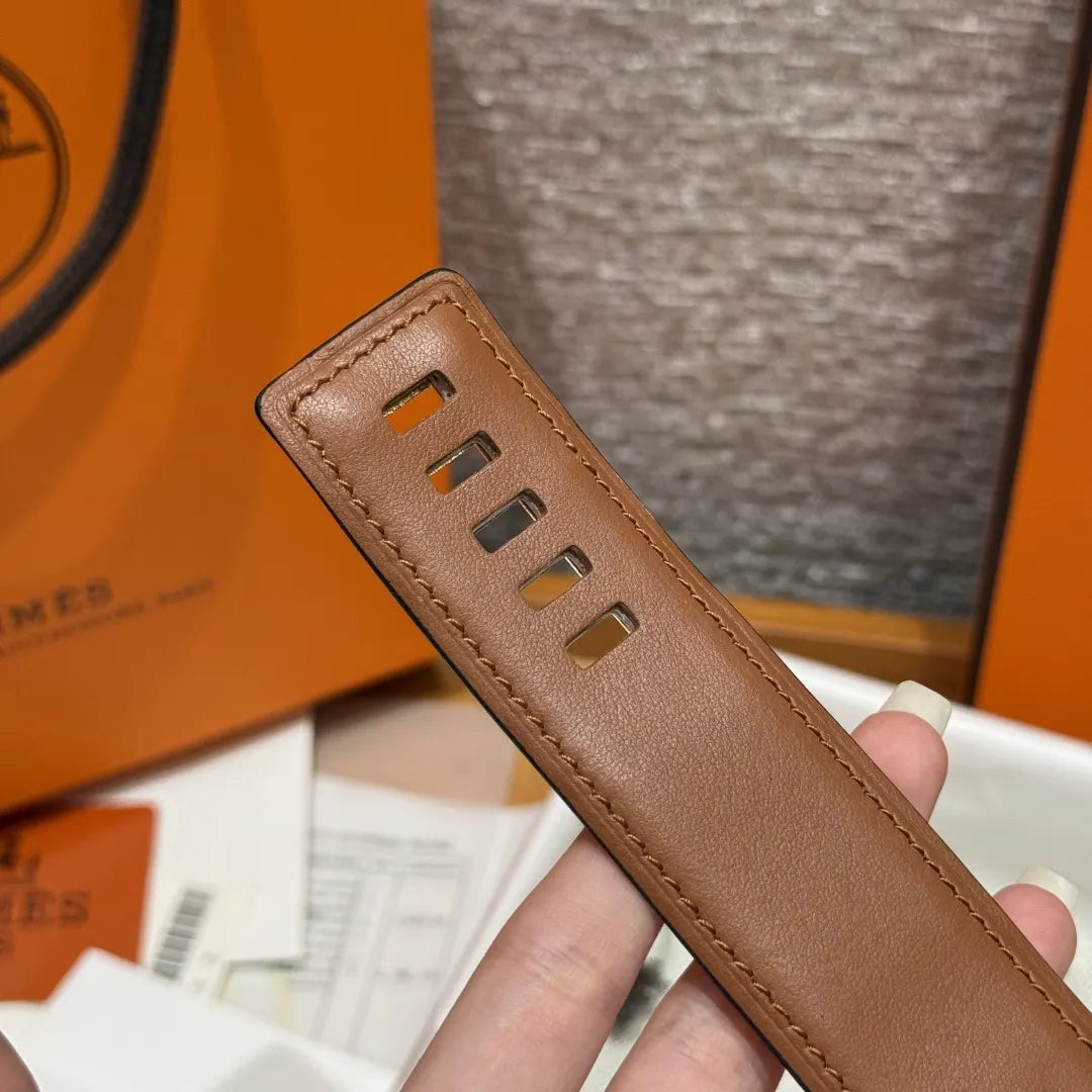 Hermes Rose Azalee Leather Belt - Hình 8