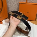 gold pyramid Hermes Black Alligator Belt