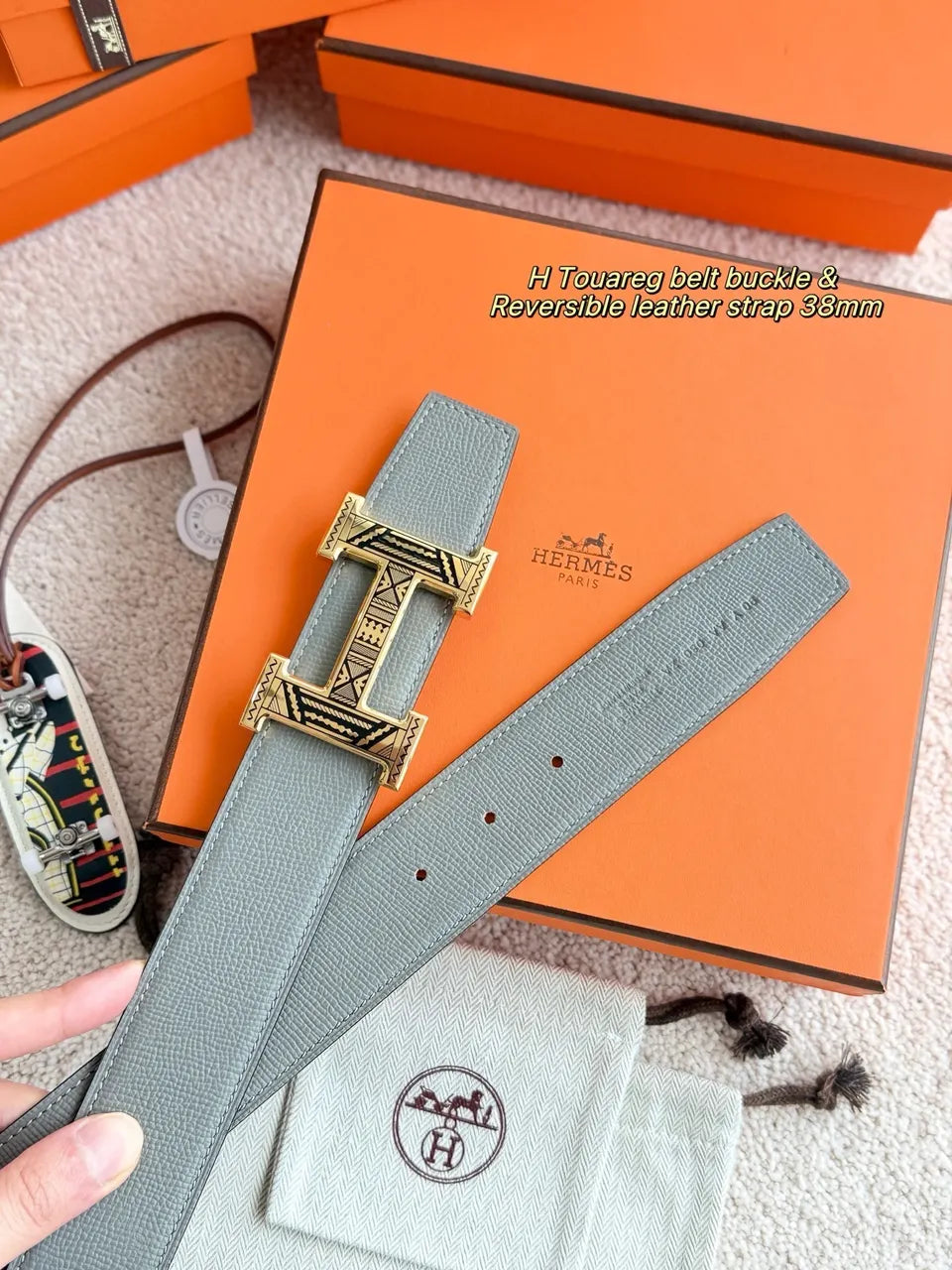 Hermes Gray Touareg Belt - Hình 2