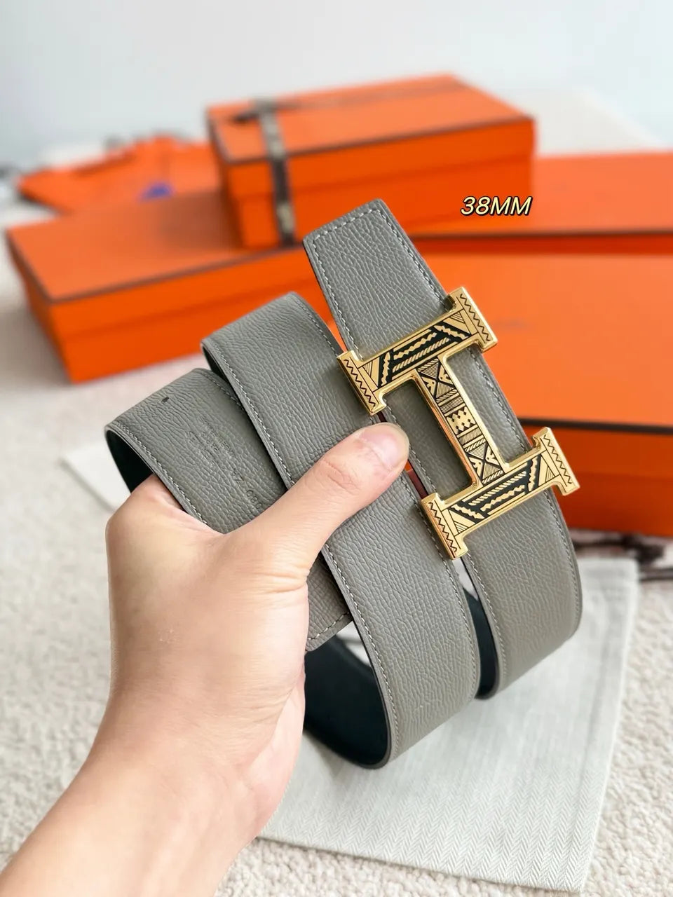 Hermes Gray Touareg Belt - Hình 4