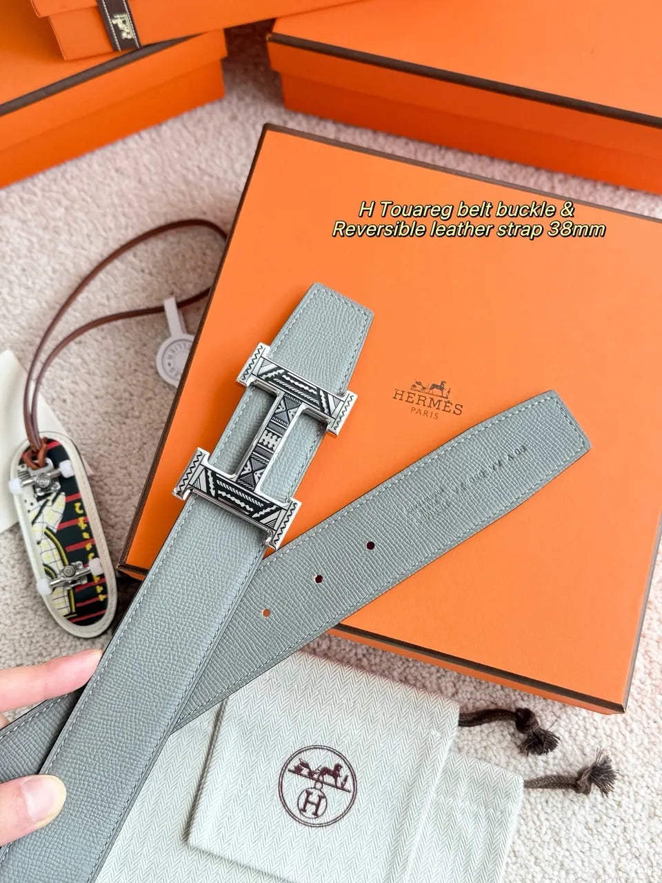 Hermes Grey Touareg Belt - Hình 2
