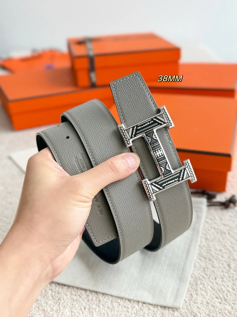 Hermes Grey Touareg Belt - Hình 4