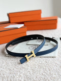 Hermes Blue Leather Belt gold