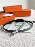 Hermes Etoupe Leather Belt silver