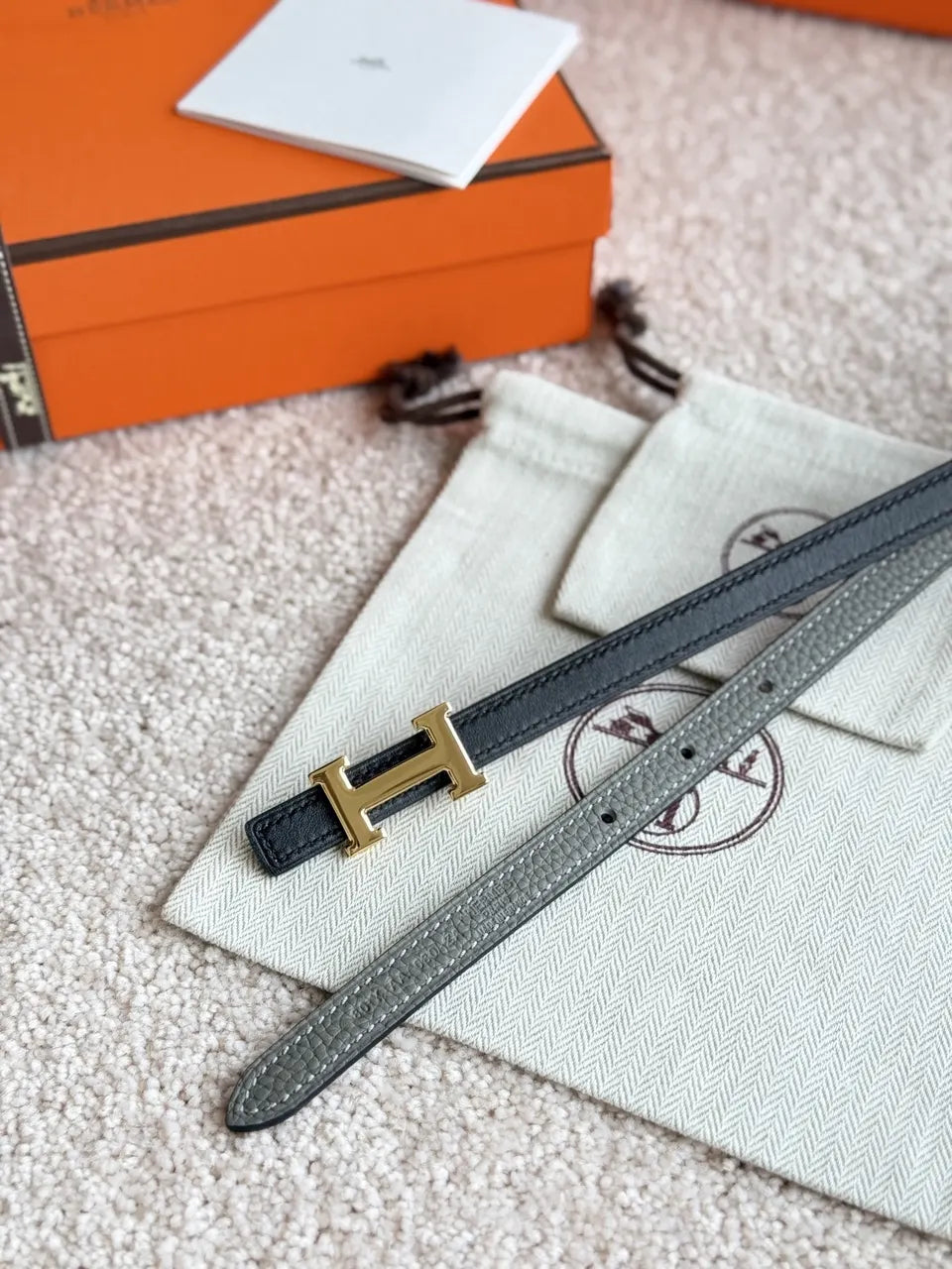 Hermes Etoupe Leather Belt silver - Hình 8