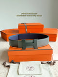 Hermes Grey Blue Reversible Belt