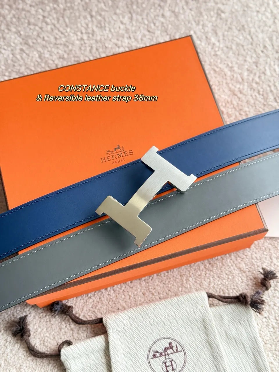 Hermes Blue Grey Belt - Hình 2