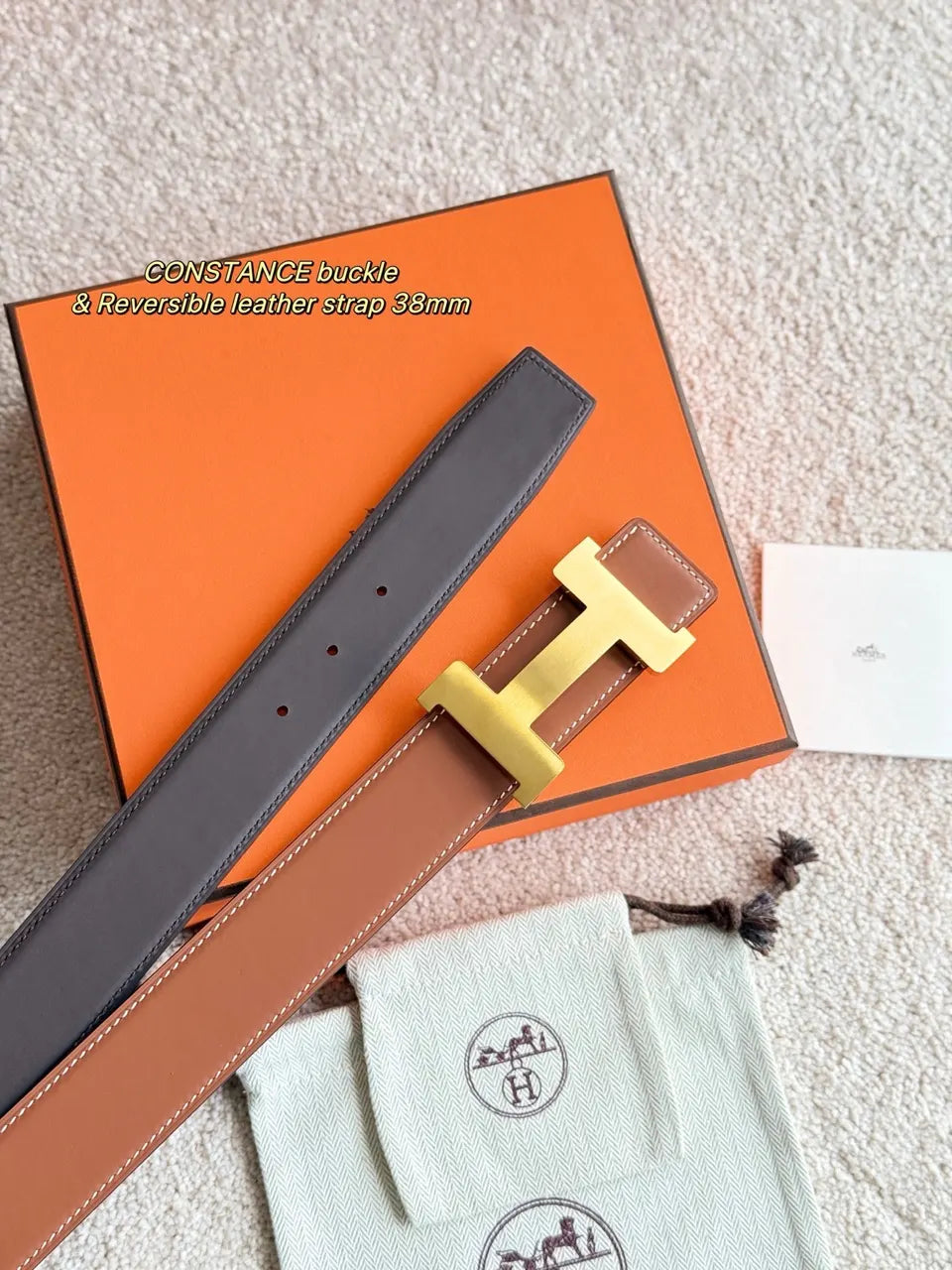 Hermes Constance Reversible Leather Belt - Hình 2