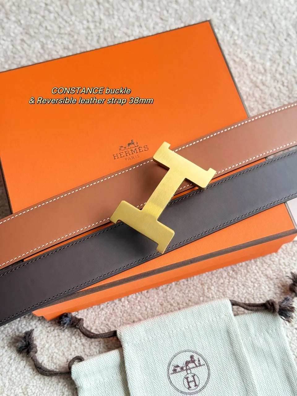 Hermes Constance Reversible Leather Belt - Hình 3