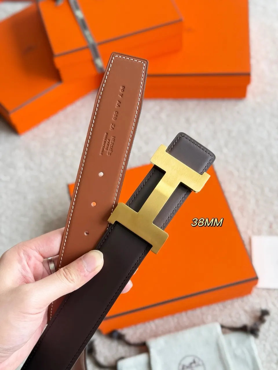 Hermes Constance Reversible Leather Belt - Hình 4