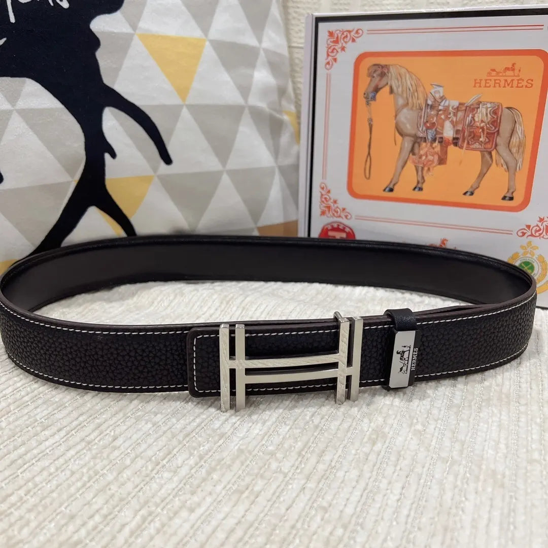 Hermes Black Leather Belt buckle - Hình 2