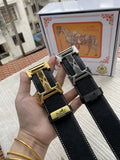 Hermes Black Silver Buckle Belt
