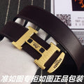 gold crocodile Hermes Brown Leather Belt