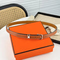 silver buckle Hermes Tan Leather Belt