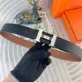 Hermes Black Croc Embossed Belt