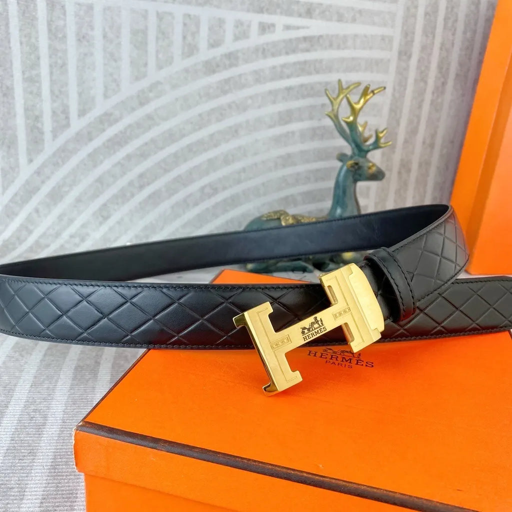 Hermes Quilted Black Leather Belt - Hình 6