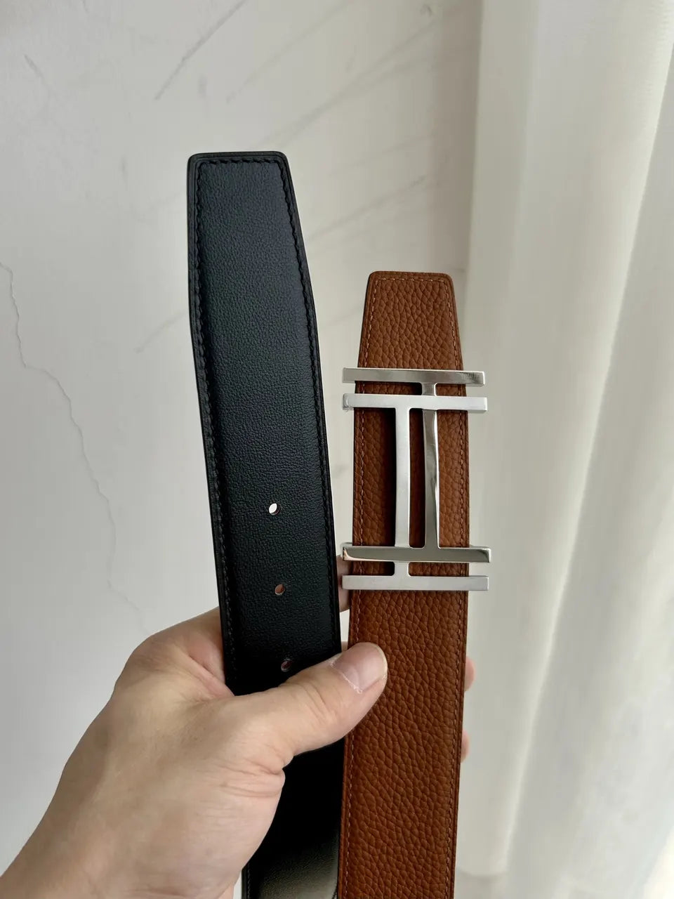 Hermes Cognac Leather Belt - Hình 2
