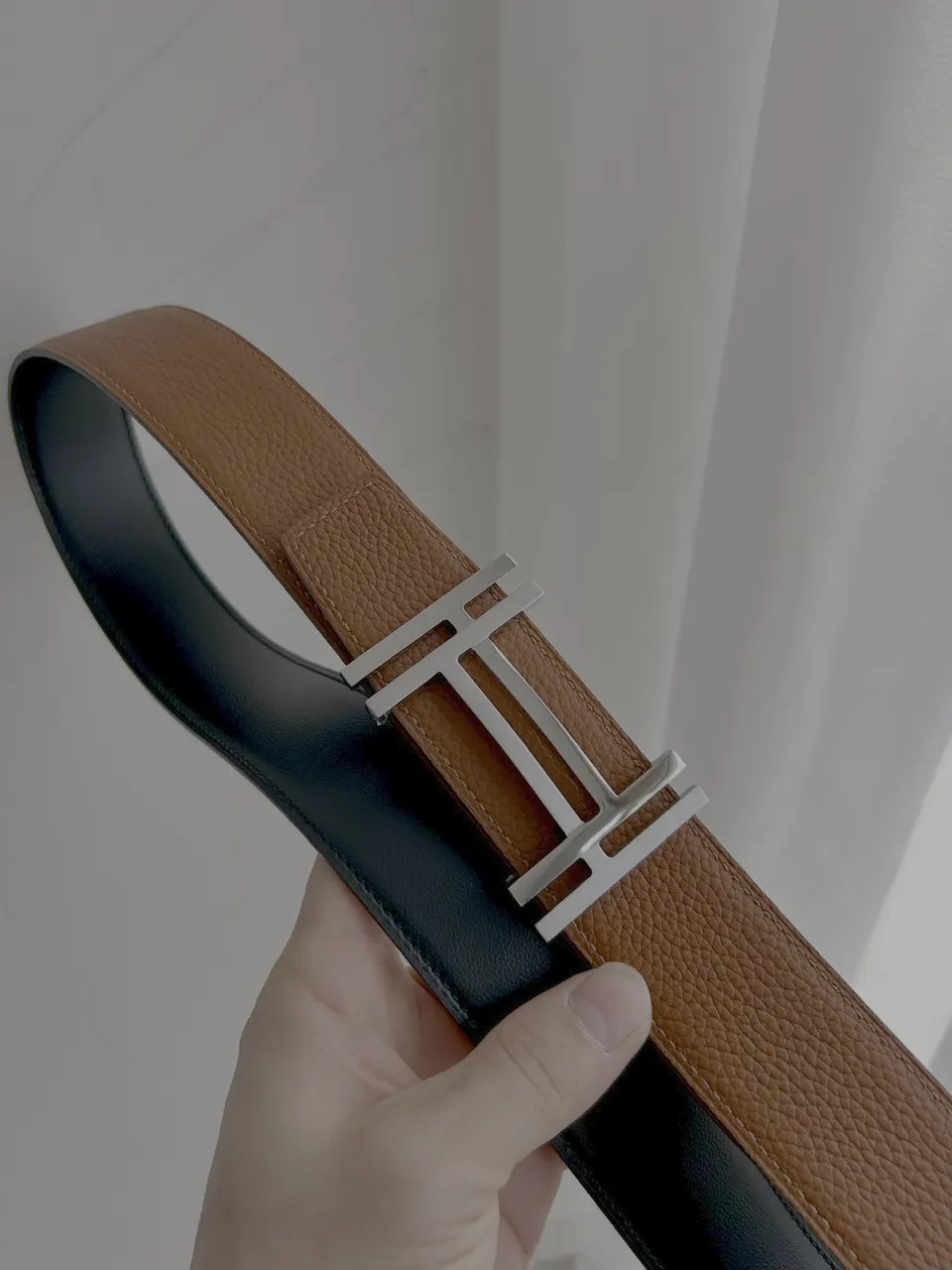 Hermes Cognac Leather Belt - Hình 3