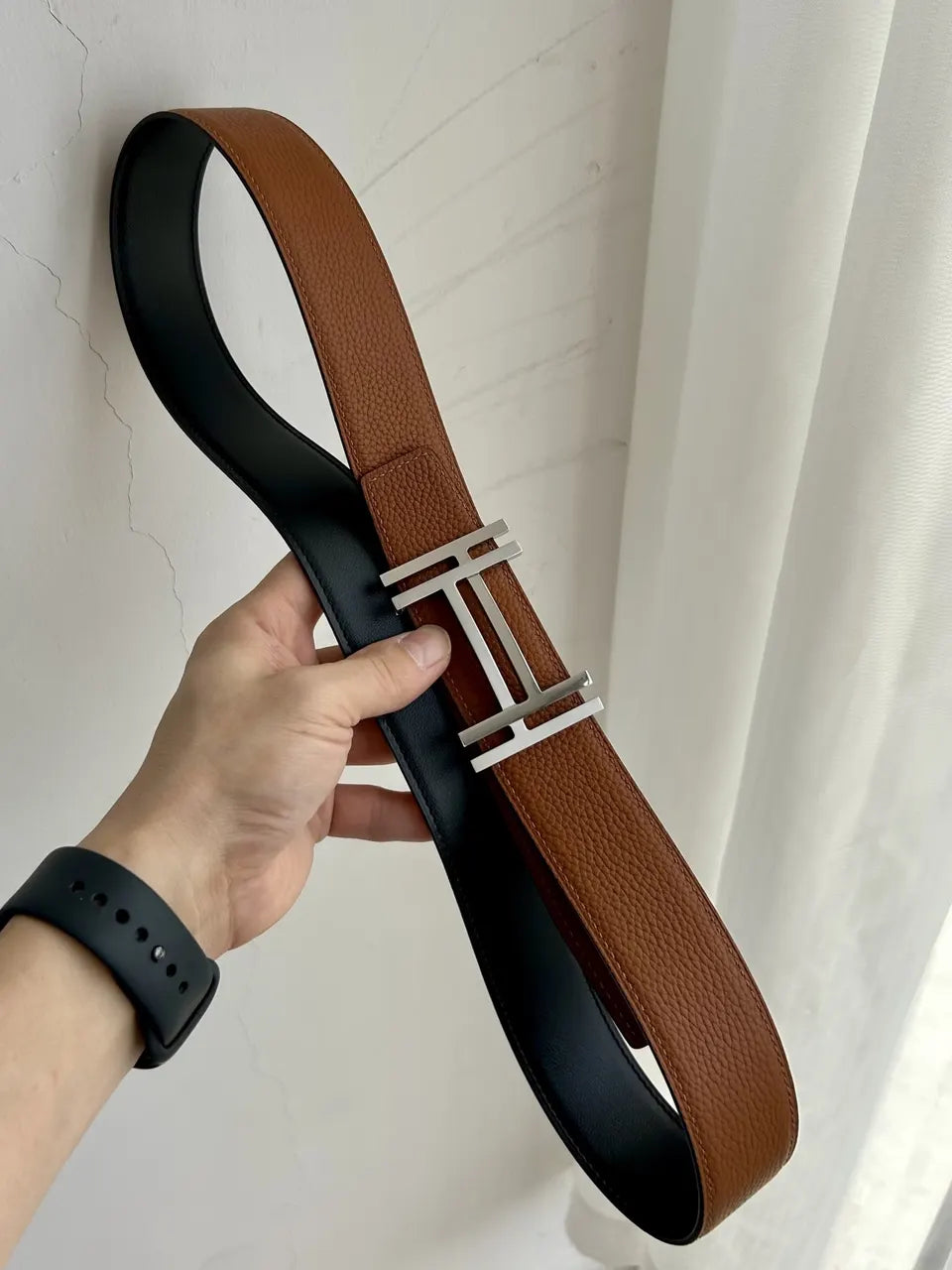 Hermes Cognac Leather Belt - Hình 4