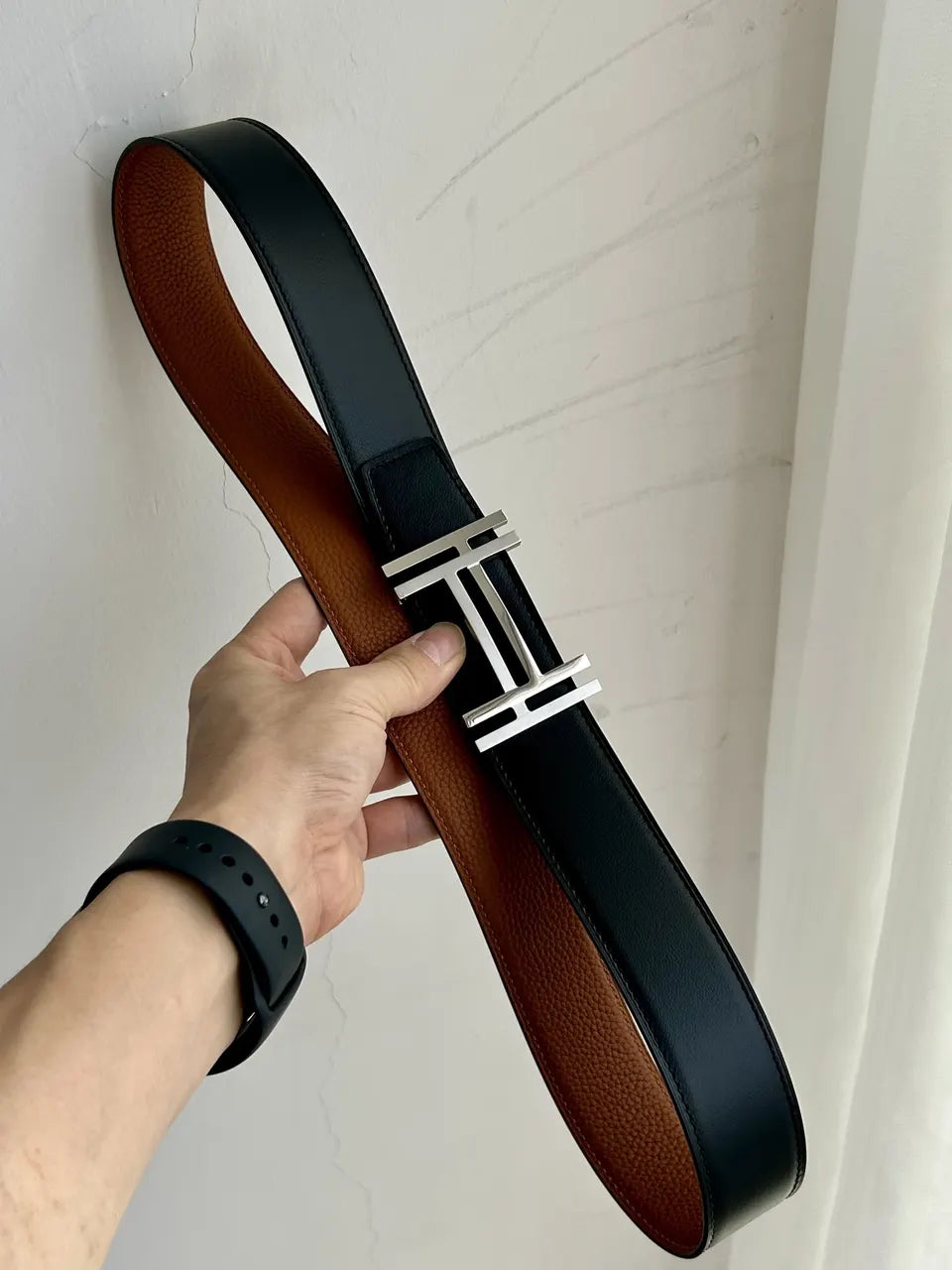 Hermes Cognac Leather Belt - Hình 5