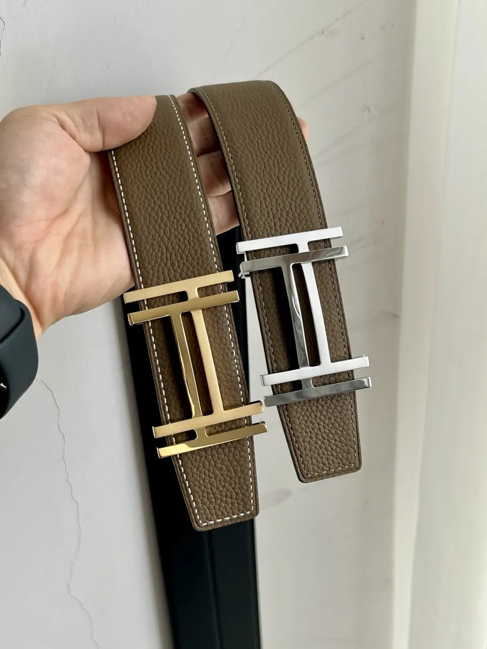 Hermes Greige Reversible Belt