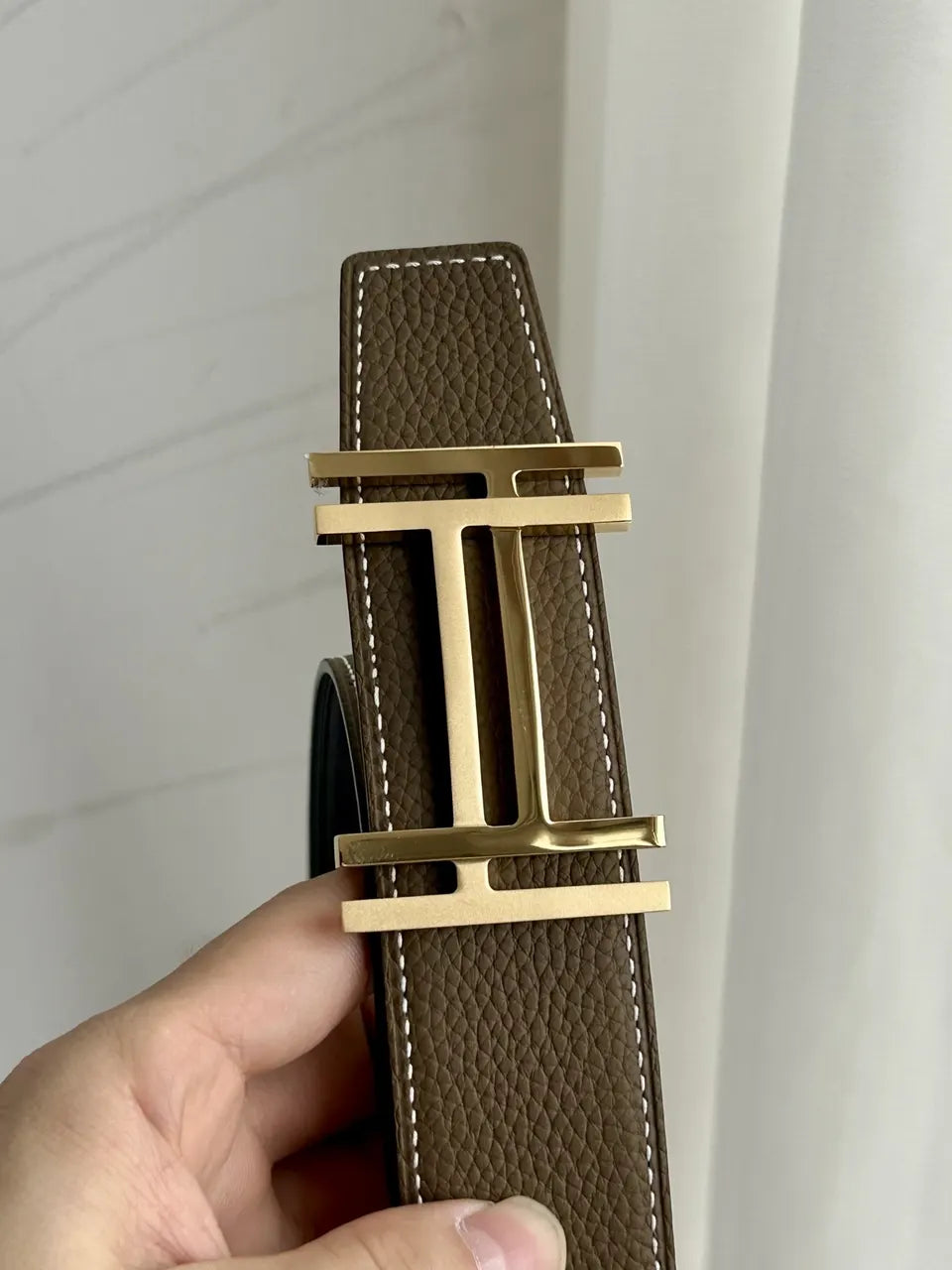 Hermes Greige Reversible Belt - Hình 3