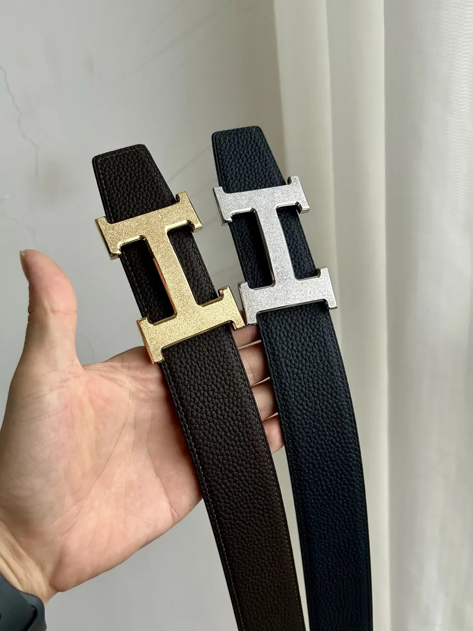Hermes Brown Leather Gold Buckle Belt