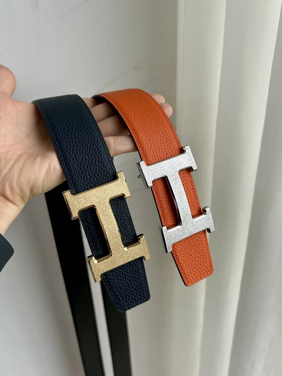 Hermes Orange Navy Belt