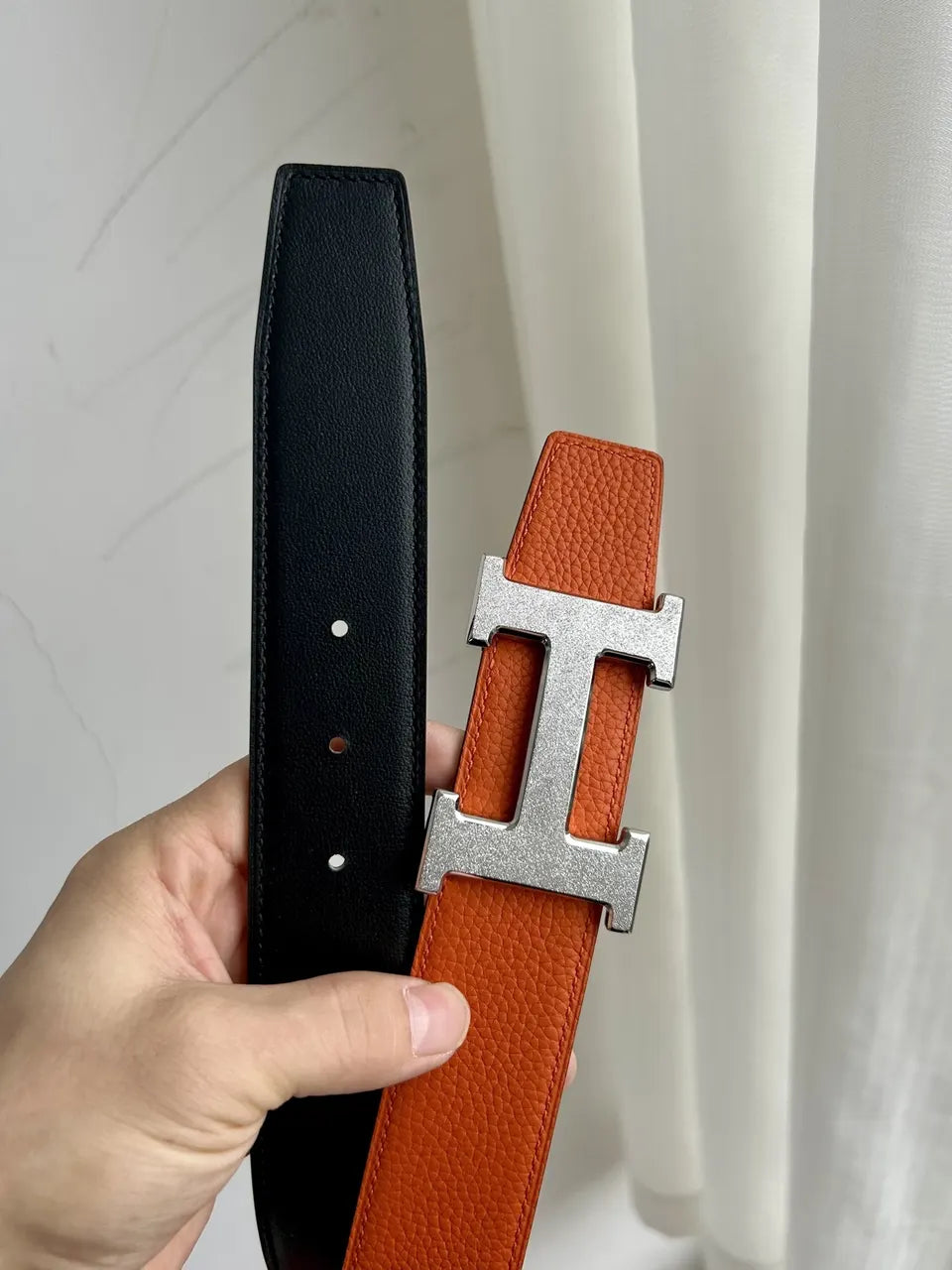 Hermes Orange Navy Belt - Hình 2