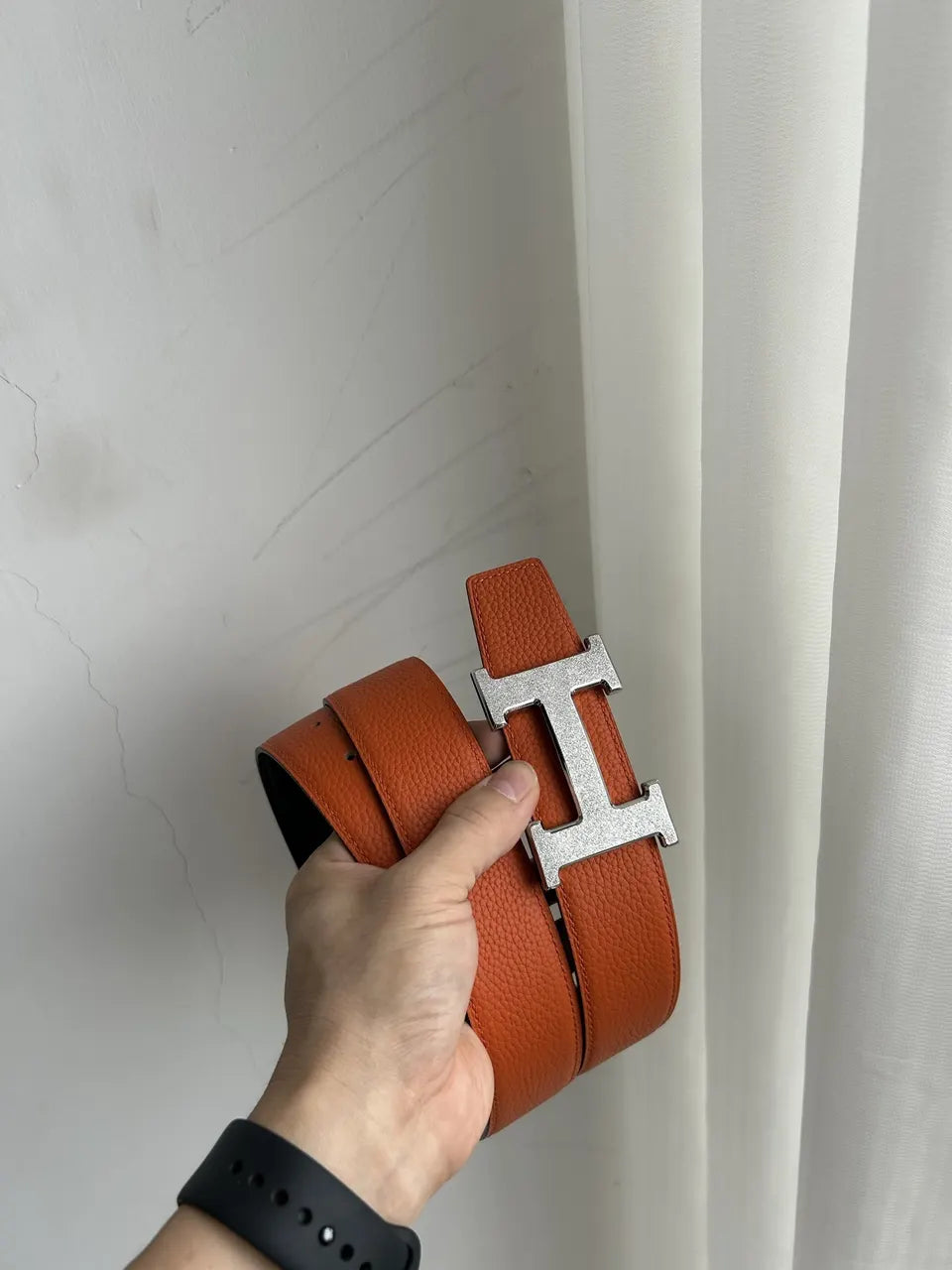 Hermes Orange Navy Belt - Hình 3