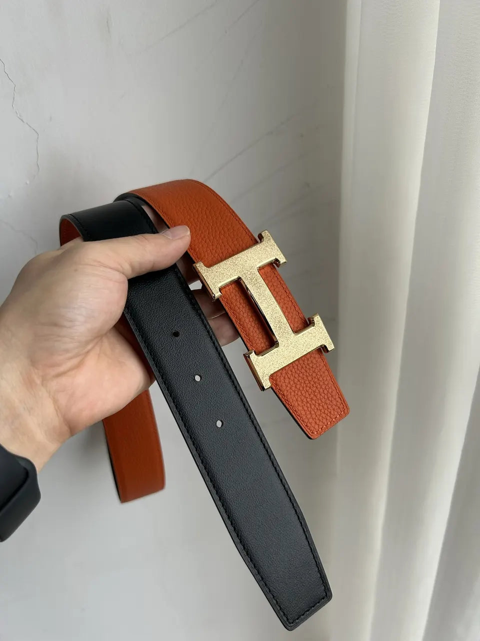 Hermes Orange Navy Belt - Hình 5