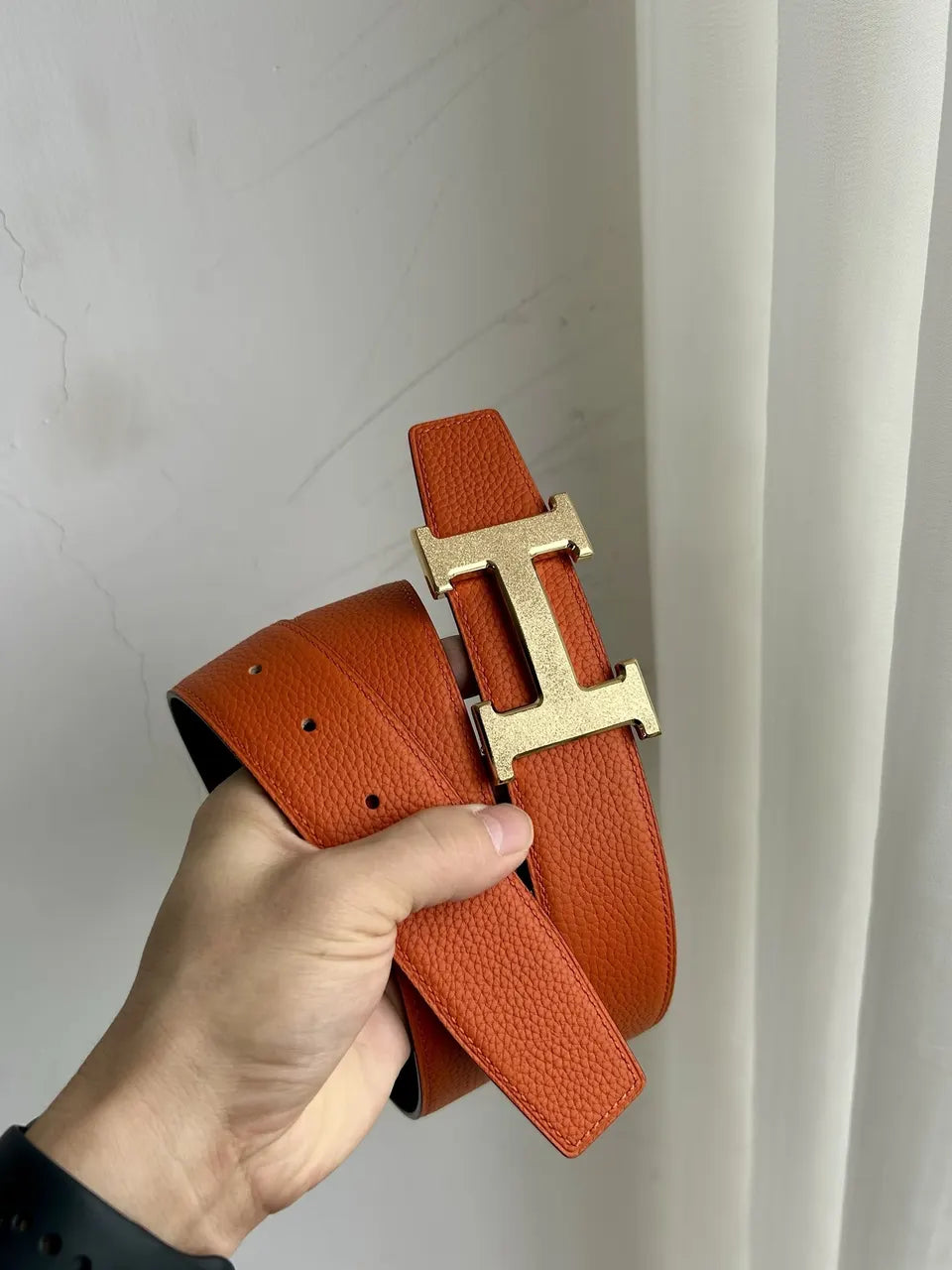 Hermes Orange Navy Belt - Hình 6