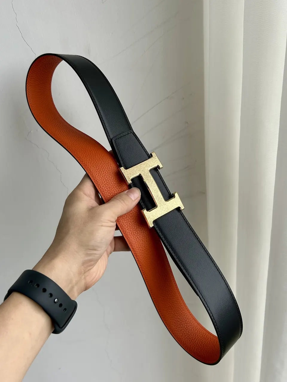 Hermes Orange Navy Belt - Hình 7