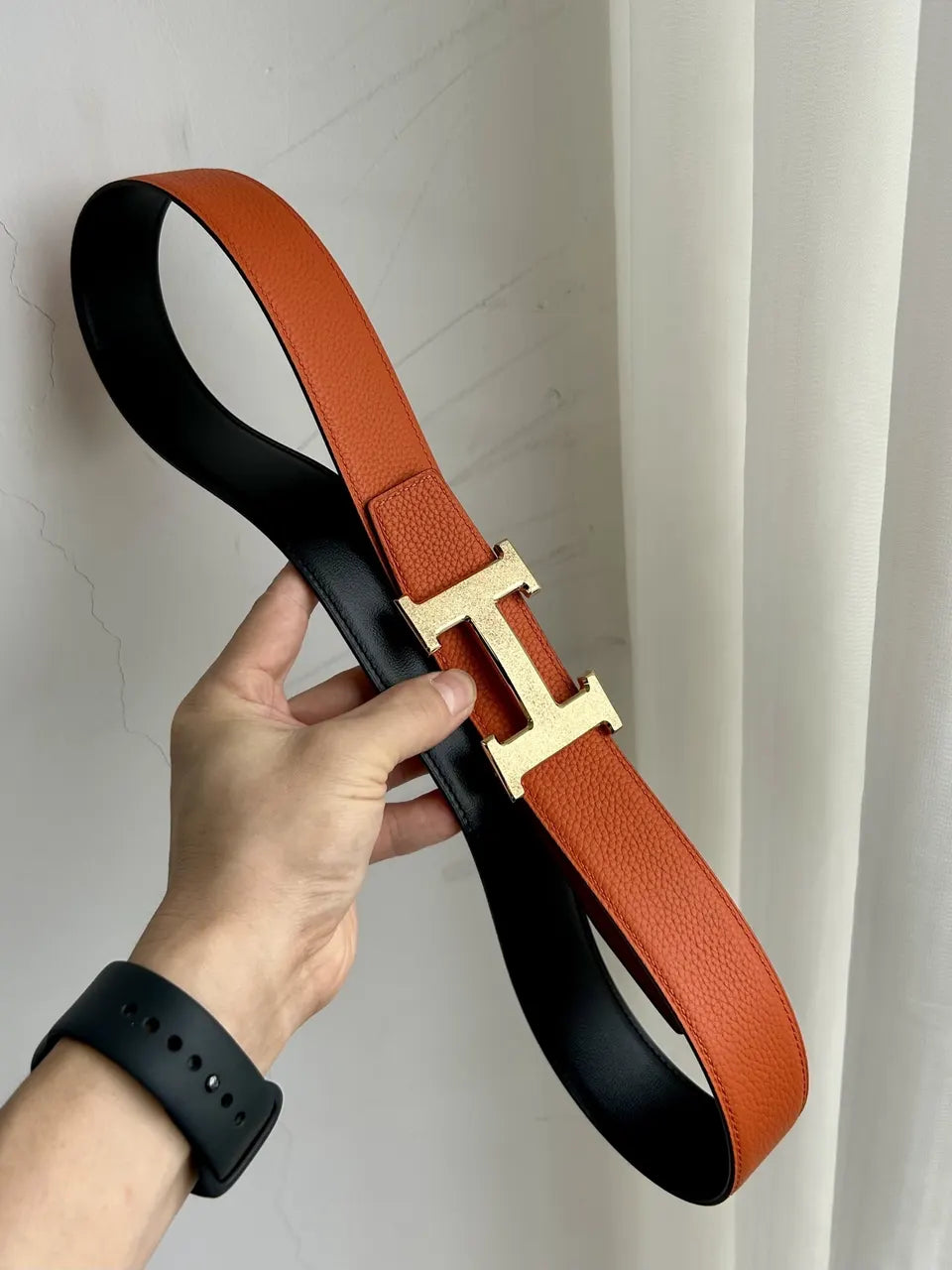 Hermes Orange Navy Belt - Hình 8
