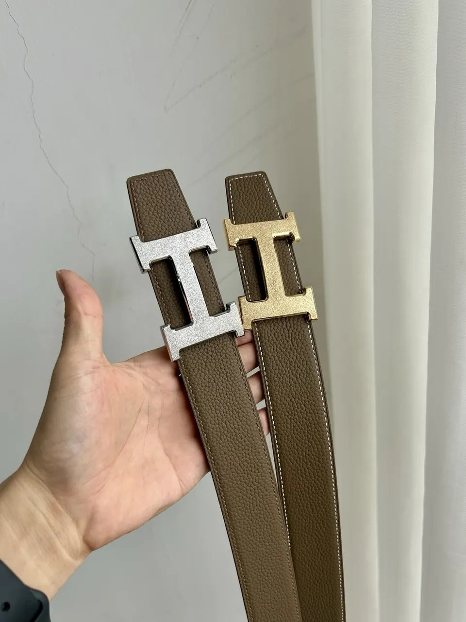 Hermes Taupe Brown Leather Belt