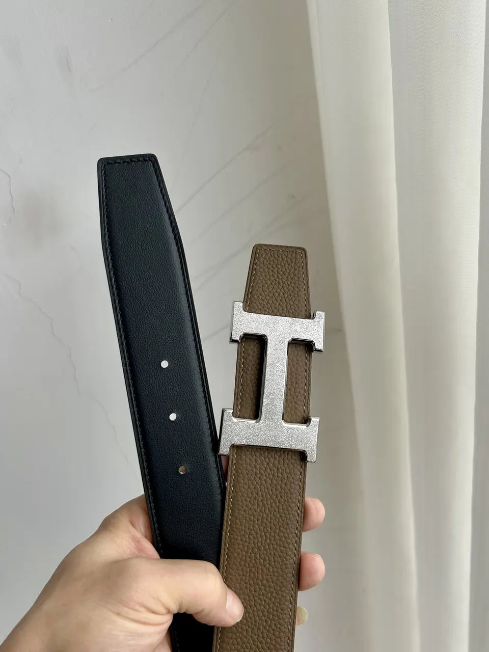 Hermes Taupe Brown Leather Belt - Hình 2