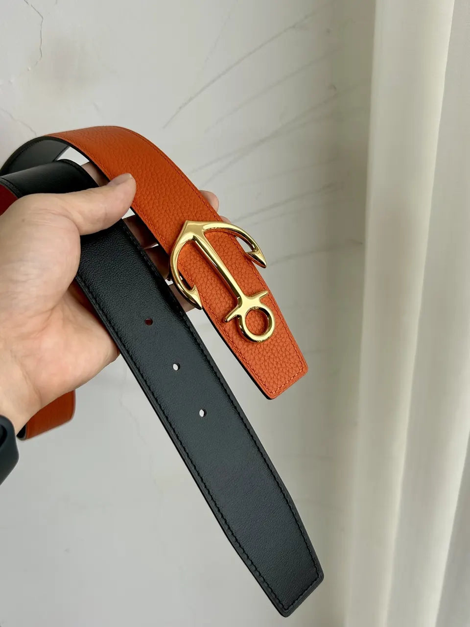 Hermes Orange Anchor Buckle Belt