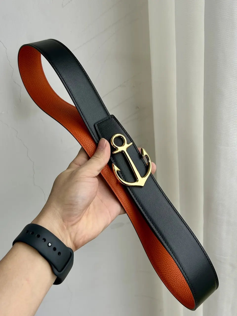 Hermes Orange Anchor Buckle Belt - Hình 3