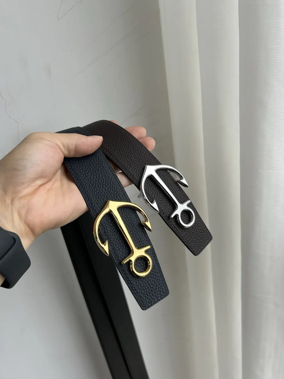 Anchor Buckle Leather Belt