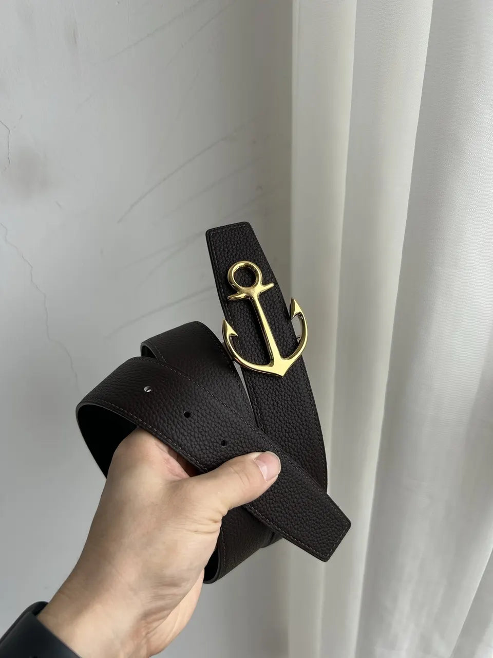 Anchor Buckle Leather Belt - Hình 7