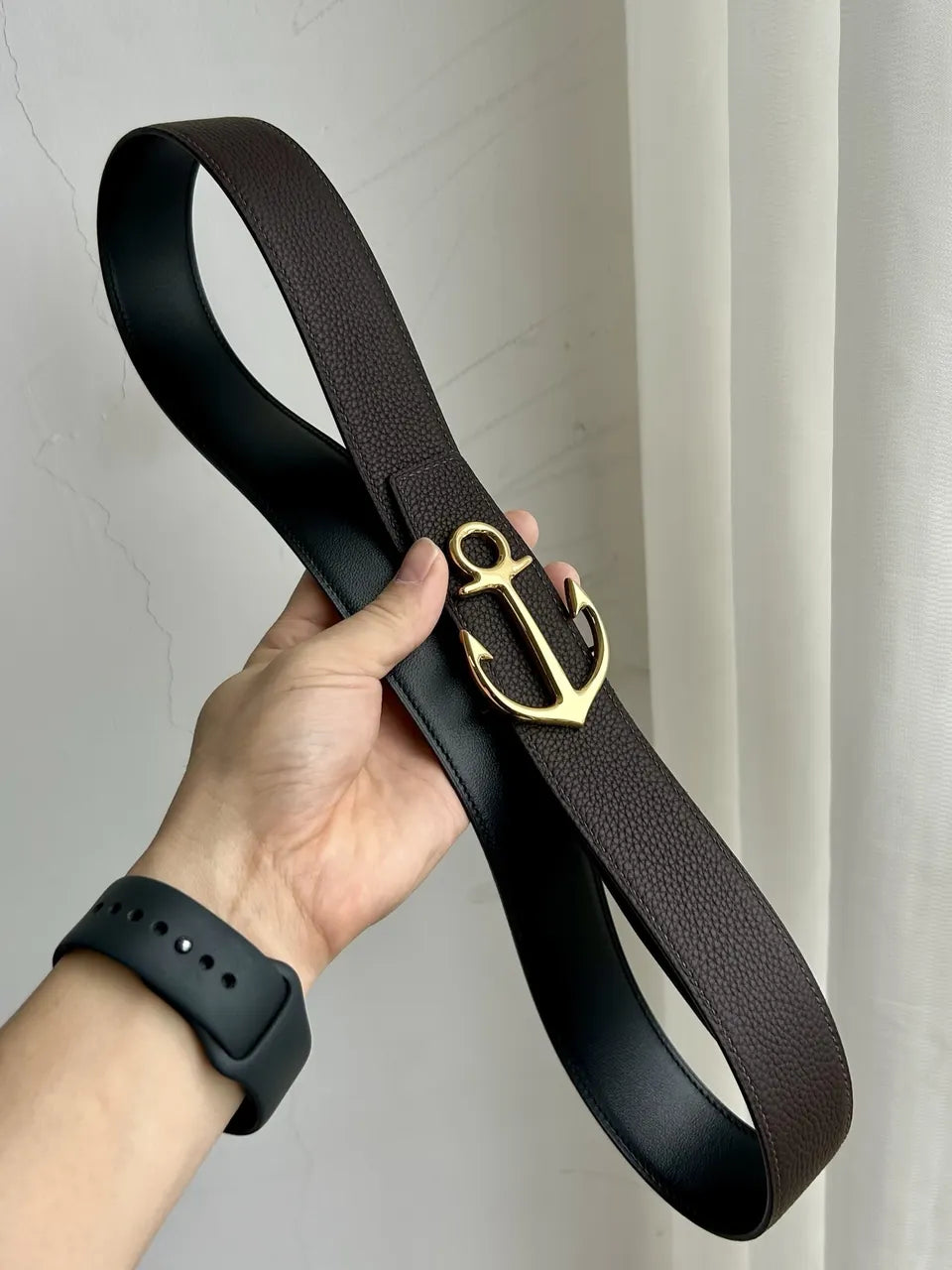 Anchor Buckle Leather Belt - Hình 9