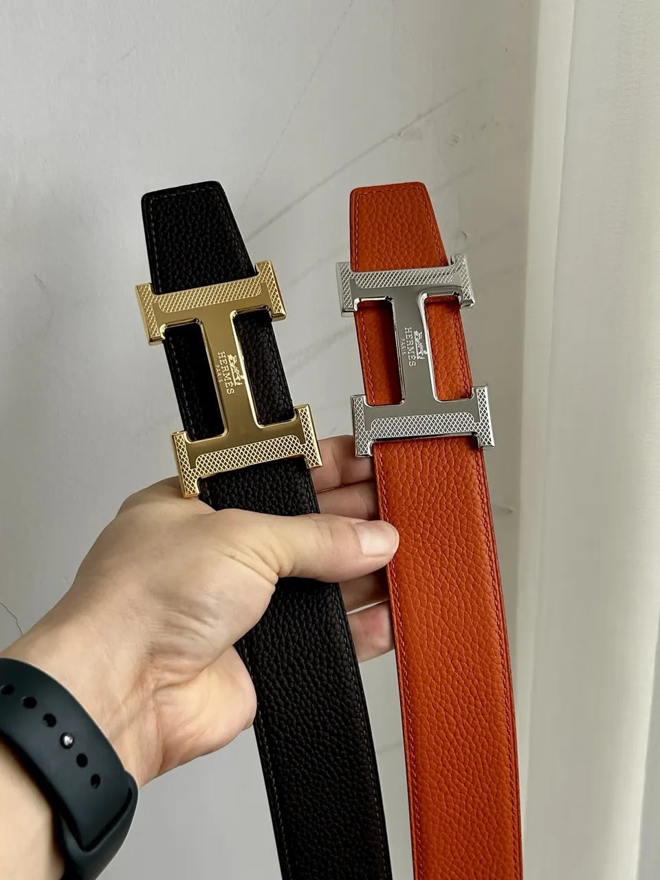 Hermes Dark Brown Leather Belt gold - Hình 9