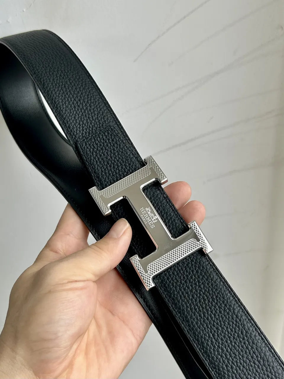 Hermes Black Leather Buckle Set - Hình 5