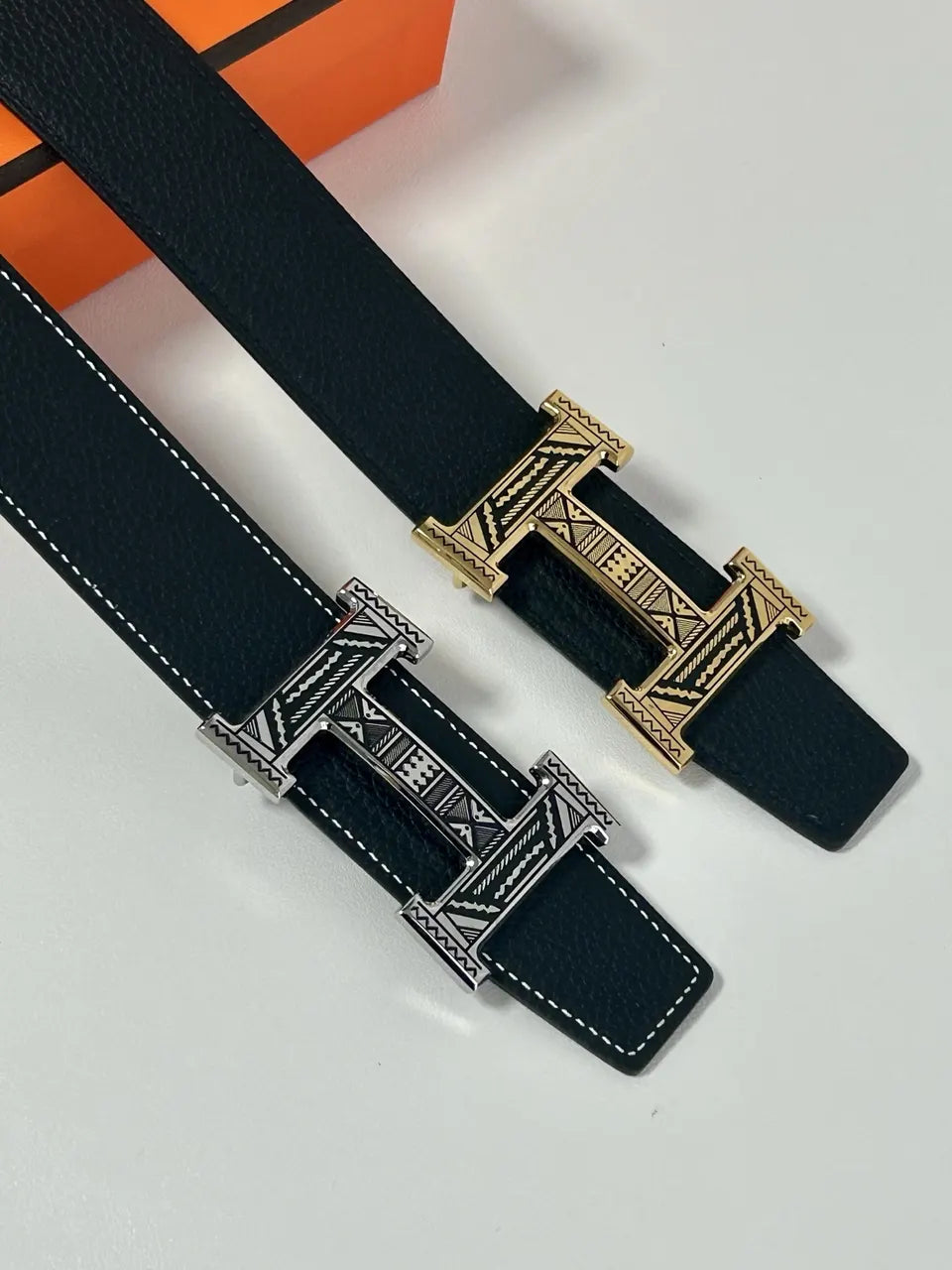 Hermes Etched Buckle Black Belt - Hình 8