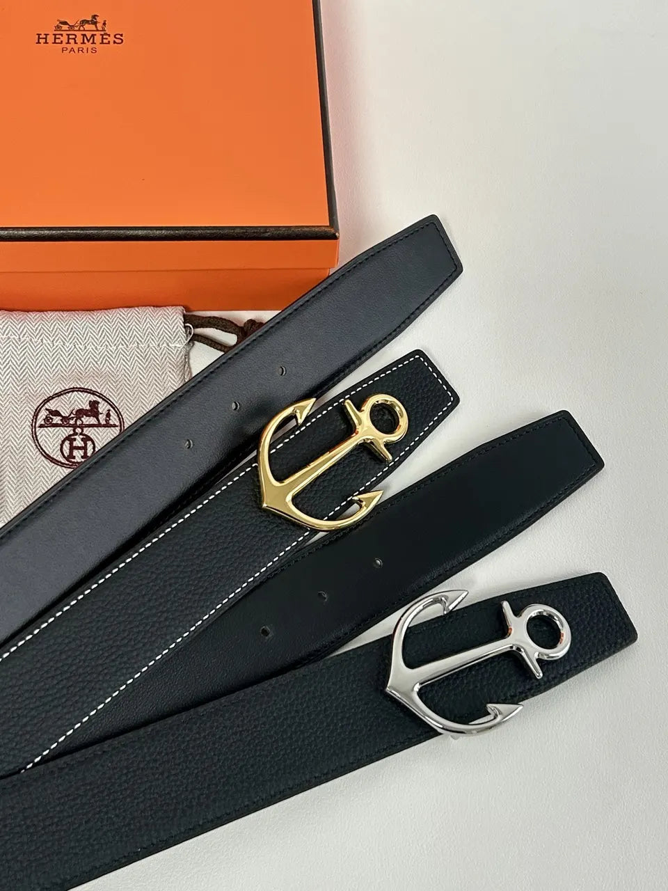 Hermes Anchor Buckle Belt Black