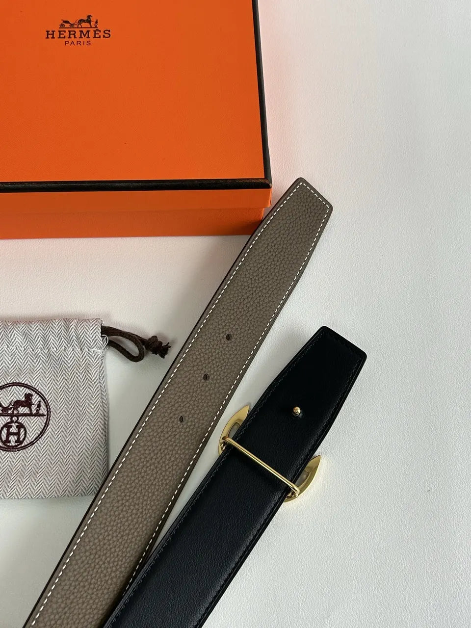 Hermes Taupe Anchor Buckle Belt - Hình 3