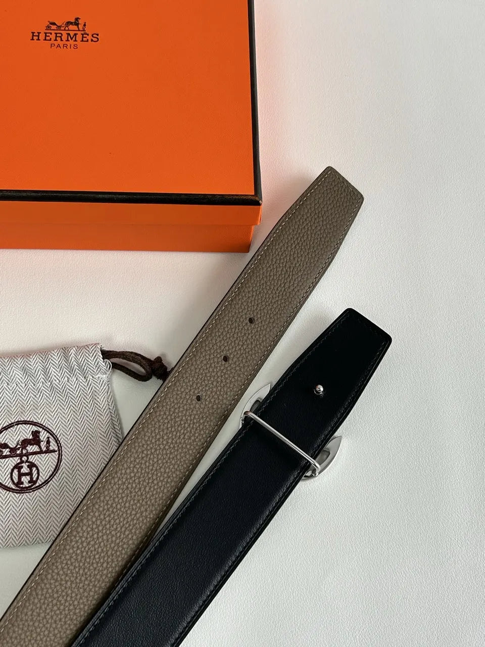 Hermes Taupe Anchor Buckle Belt - Hình 2